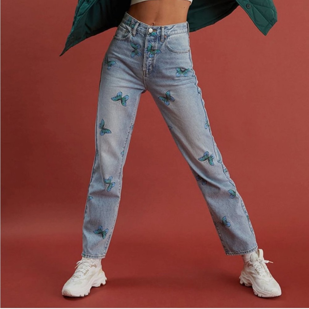 PacSun butterfly print jeans EUC